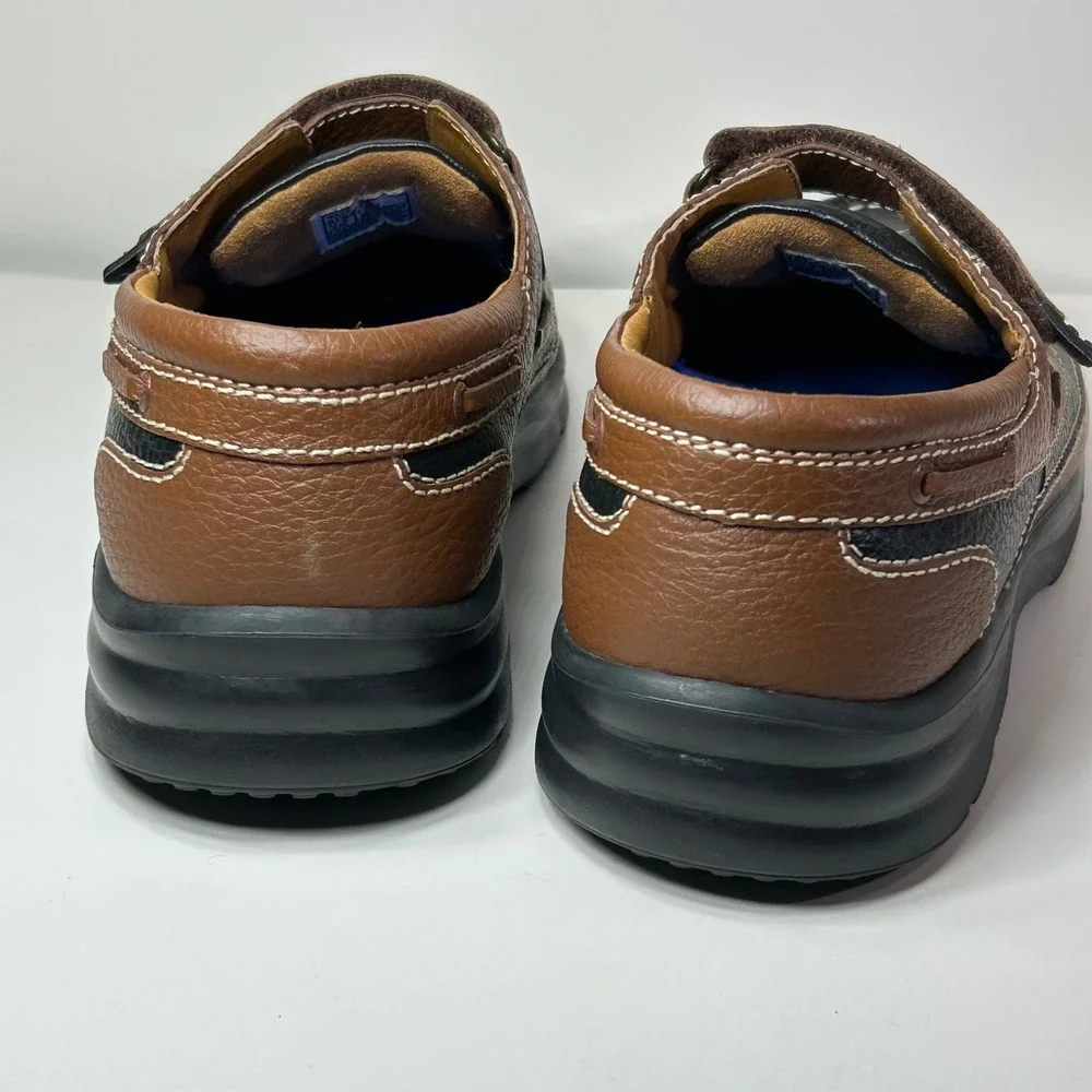 Dr. Comfort Wave Mens 9M Black Brown‎ Leather Diabetic Orthopedic Shoes Loafers